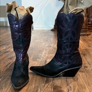 Donald J. Pliner Vintage Western Couture Collection Peace & Love Leather Boots